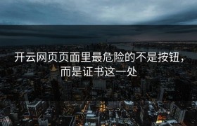 开云网页页面里最危险的不是按钮，而是证书这一处