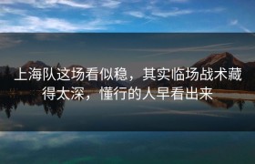上海队这场看似稳，其实临场战术藏得太深，懂行的人早看出来