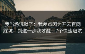 我当场沉默了：我差点因为开云官网踩坑，到这一步我才醒：7个快速避坑