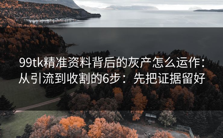 99tk精准资料背后的灰产怎么运作：从引流到收割的6步：先把证据留好