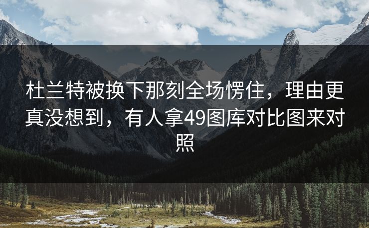 杜兰特被换下那刻全场愣住，理由更真没想到，有人拿49图库对比图来对照