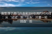我整理了澳门六合彩3分引流的时间线：从‘试试’到‘上头’只要一轮‘回血’后