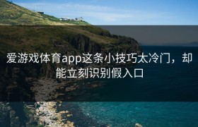 爱游戏体育app这条小技巧太冷门，却能立刻识别假入口